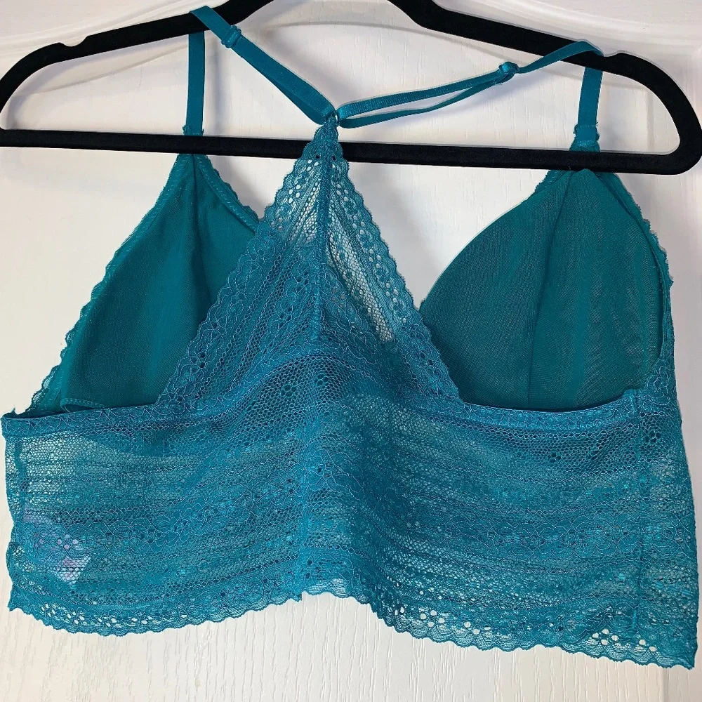 NOBO No Boundaries Teal Lace Bralette 2XL Wireless Racerback Removable Pads - Picture 4 of 6